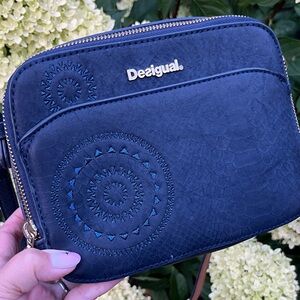 Desigual Dark Blue Textured Crossbody Bag